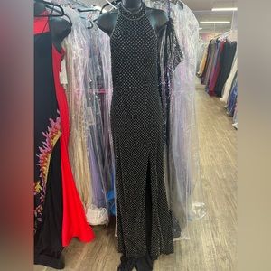 sherri hill high neck fully beaded gown